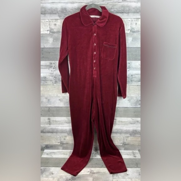 victoria Secret Country Other - Victoria Secret Country vintage red velvet onsie pajama Lounge trad wife pj S
